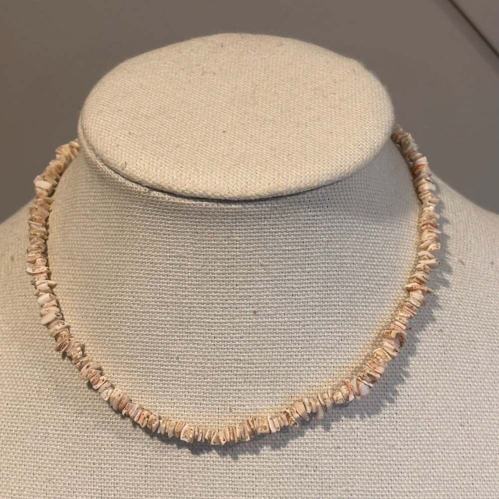 Vintage 90s Peach Pink Shell Puka Shell Choker Necklace Y2K